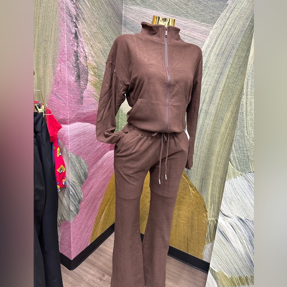 Zip up flare set Brown - Picture 1 of 4